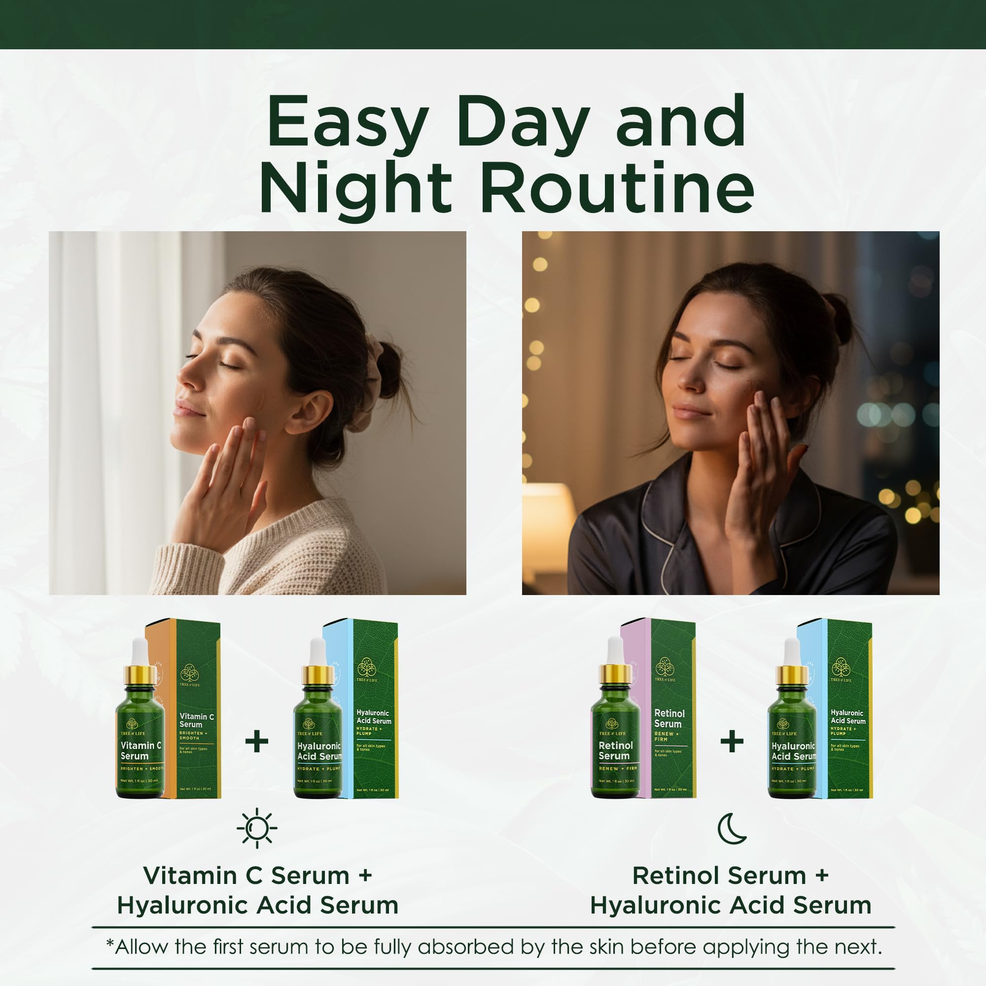 Discover the Tree of Life Face Serum. Enhance your skincare with Vitamin C and Retinol serums, Verified by CuratCart.