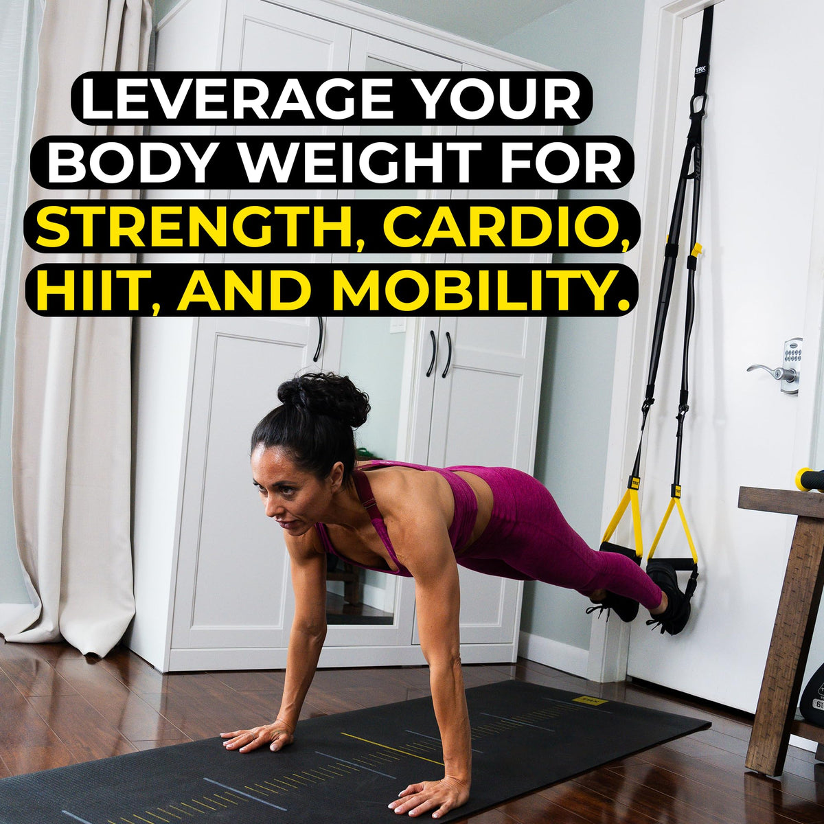 TRX Home Gym System showcased in high-quality finish, ideal for strength, cardio, and mobility workouts. Available at Curat Cart.
