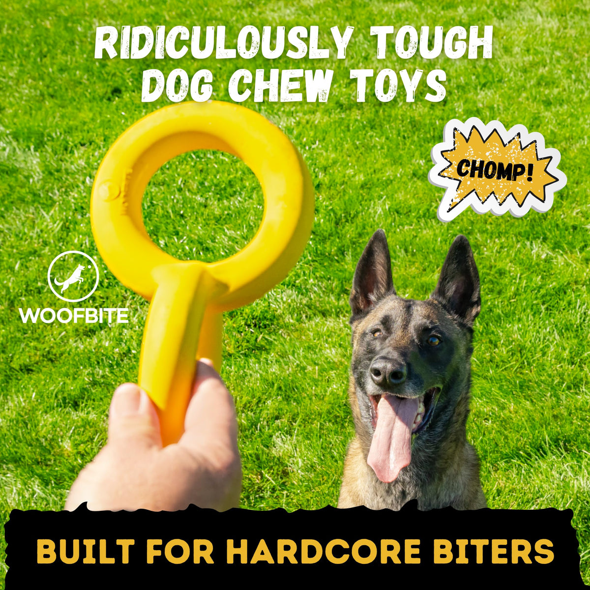Indestructible Dog Toy for Chewers by Woofbite, built for hardcore biters. 100% Authentic, available at Curat Cart in India.