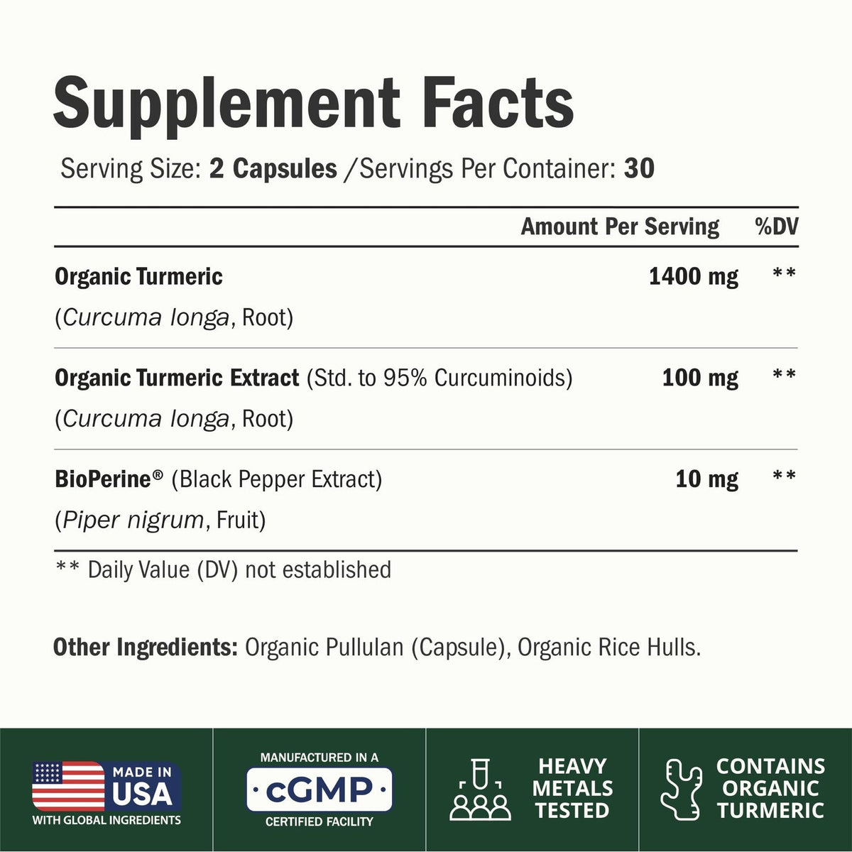 Turmeric Curcumin Supplement 1400mg - Front Packaging With Key Benefits | Authentic Curat Cart Stock