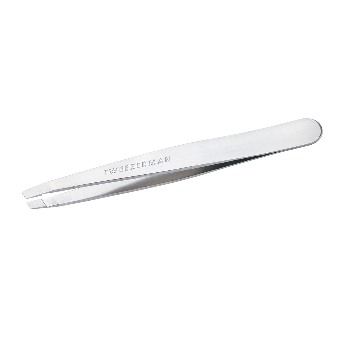 Tweezerman Stainless Steel Slant Tweezer - Front Packaging View | Authentic Curat Cart Stock