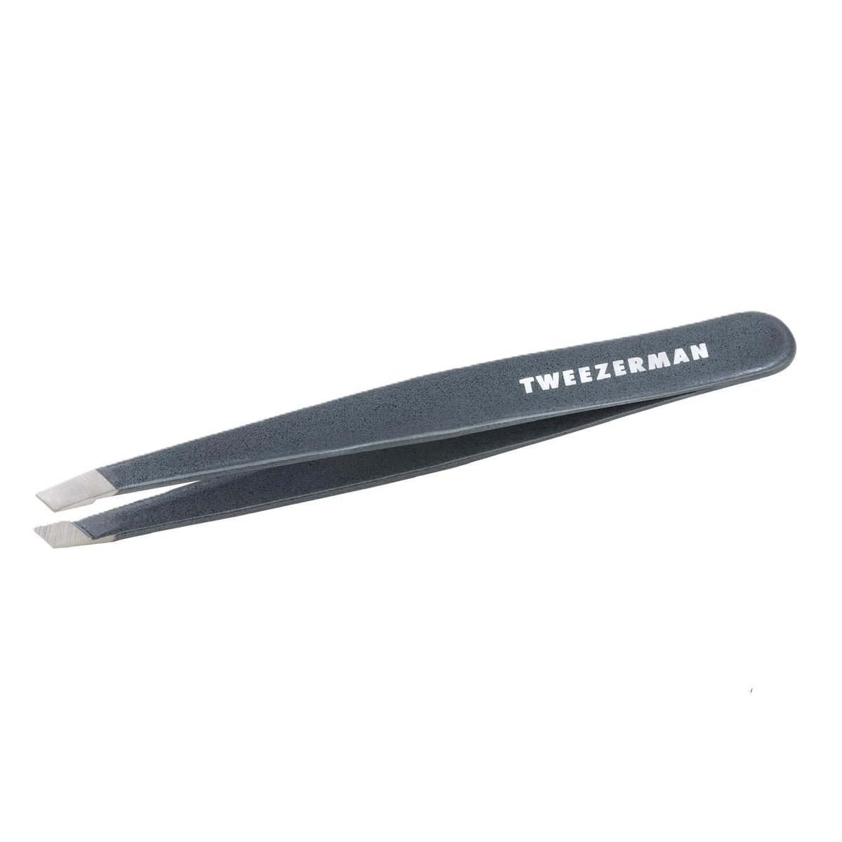 Tweezerman Stainless Steel Slant Tweezer - Side Profile With Brand Name | Authentic Curat Cart Stock