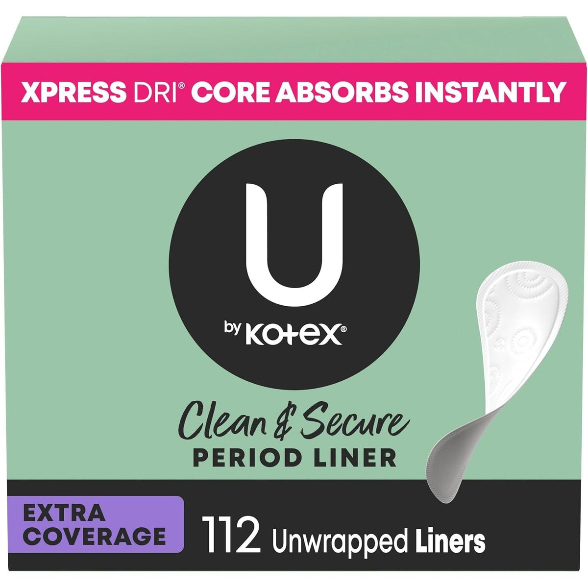 U by Kotex Panty Liners - Front Packaging With Key Benefit Callouts | Authentic Curat Cart Stock