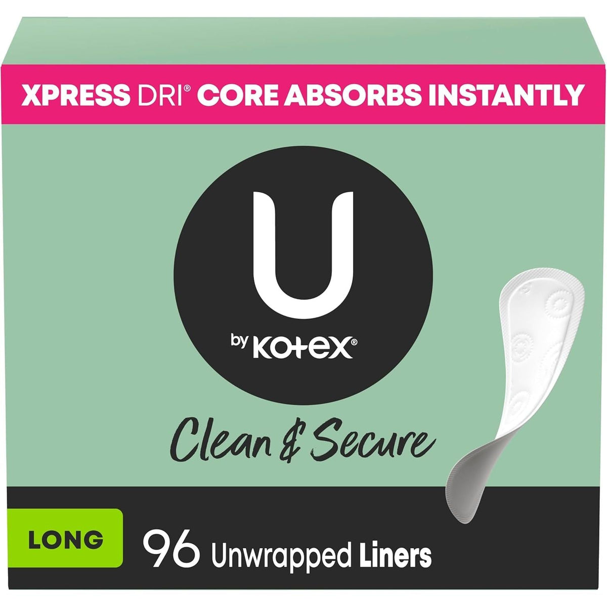 U by Kotex Panty Liners - Front Packaging With Key Benefit Callouts | Authentic Curat Cart Stock