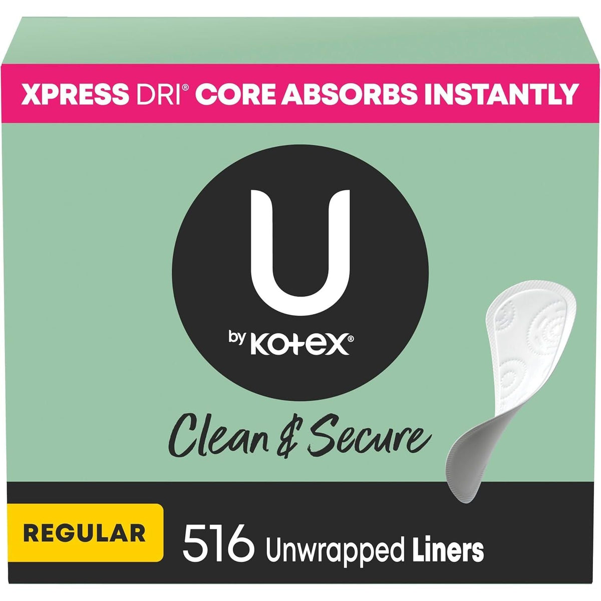 U by Kotex Panty Liners - Front Packaging With Key Benefits | Authentic Curat Cart Stock