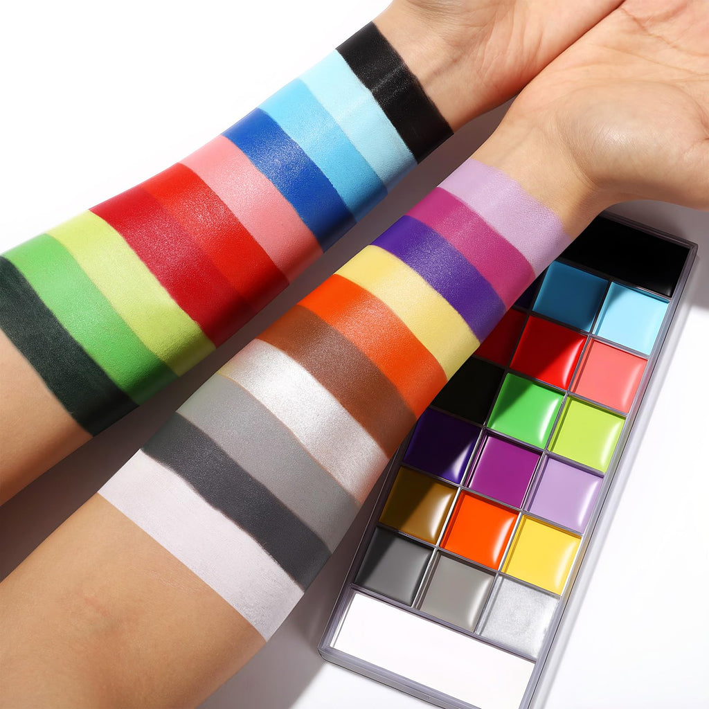 UCANBE Face Body Paint Palette showcases rich, vibrant colors in official packaging, perfect for creative artistry. Available at Curat Cart.