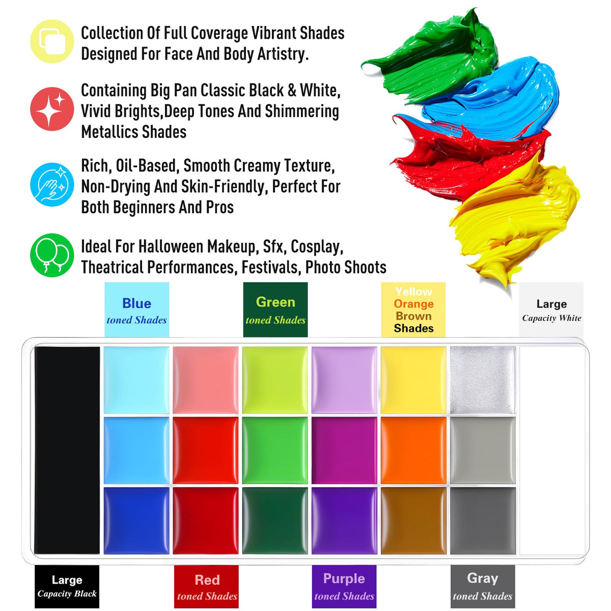 Explore the UCANBE Face Body Paint Palette, featuring 100% authentic vibrant shades, available at Curat Cart in India.