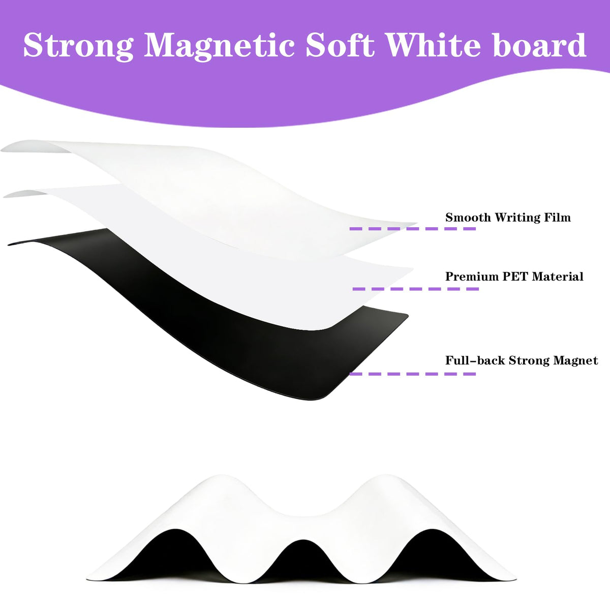 UJL Magnetic Dry Erase Board showcases smooth writing film and premium PET material, ensuring durability. Available at Curat Cart.