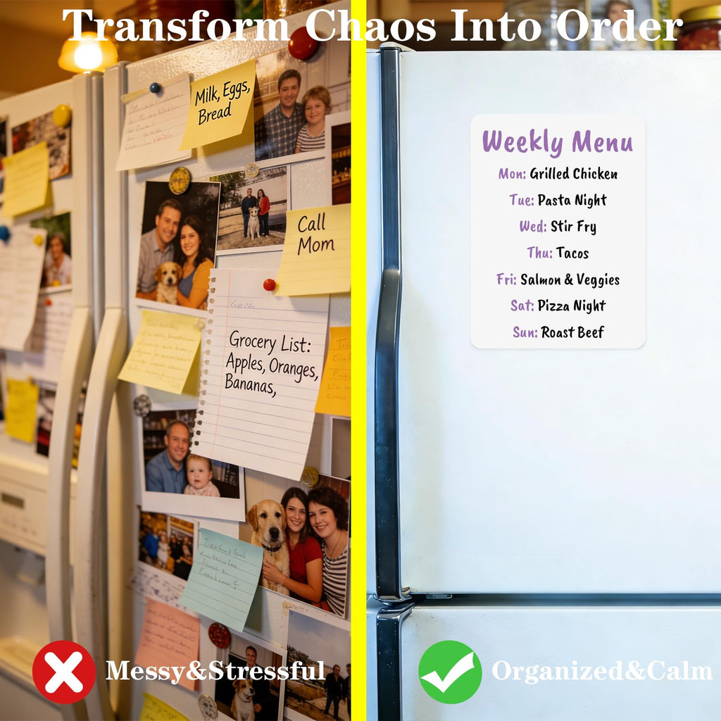 Transform chaos into order with the UJL Magnetic Dry Erase Board, a premium import for organized meal planning. Available at Curat Cart.