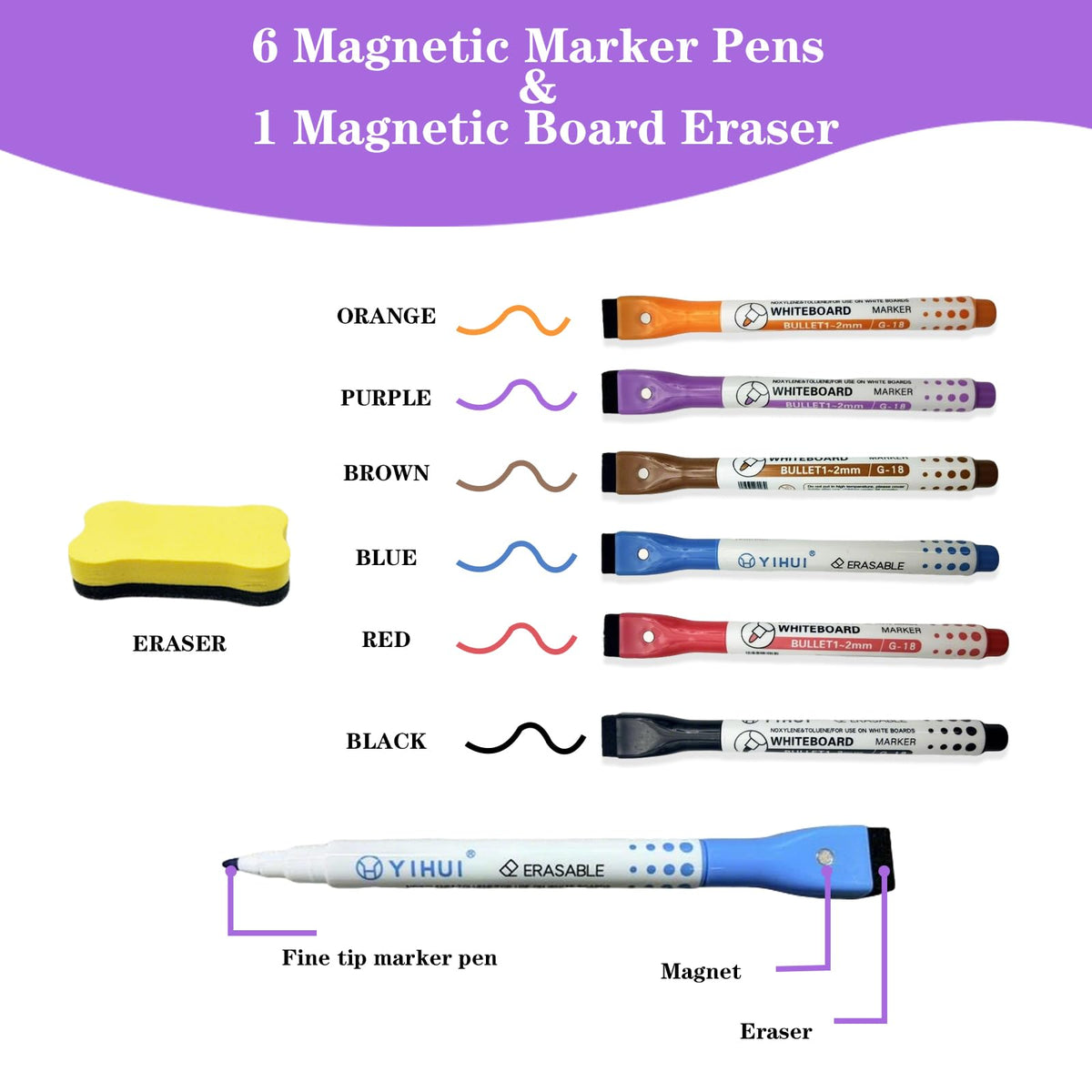 Elevate your workspace with the UJL Magnetic Dry Erase Board and markers, specially curated by Curat Cart for premium quality. 