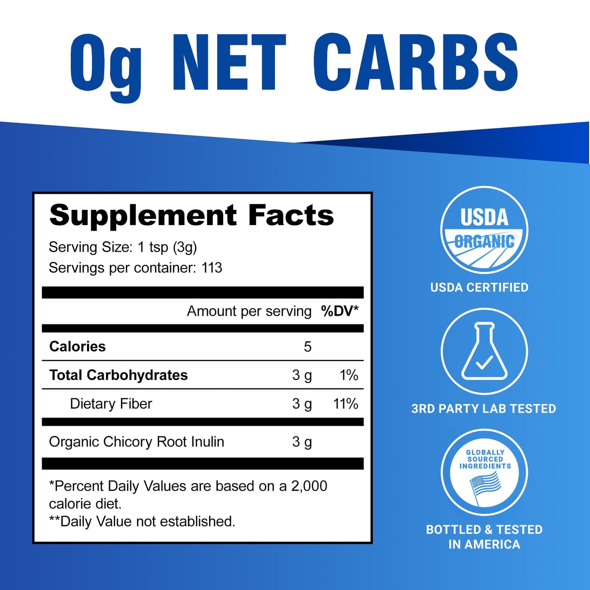 Organic Inulin Powder for gut health, 100% Authentic and available in India at Curat Cart. USDA Organic and lab tested.