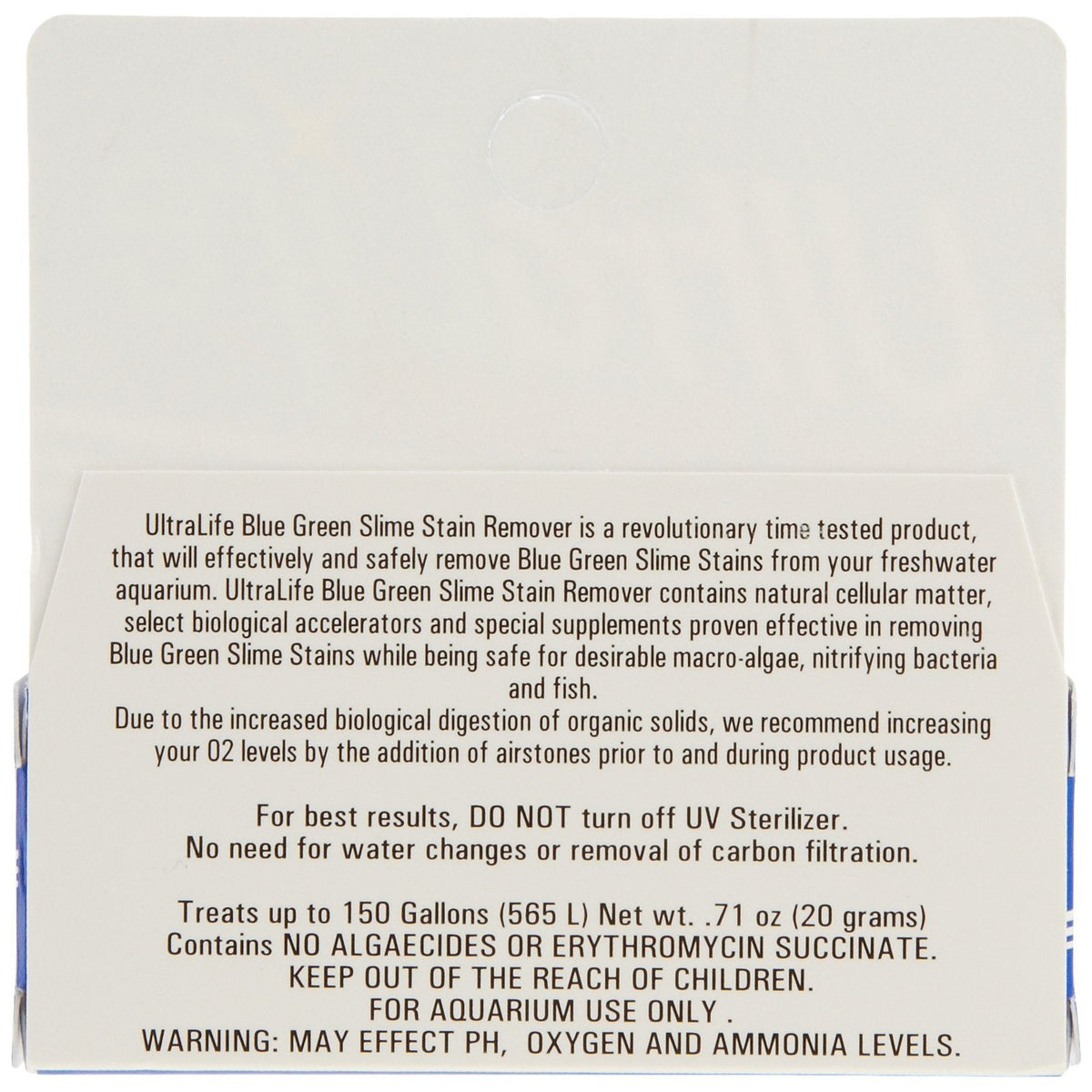 Ultralife Blue Green Slime Remover effectively eliminates slime stains in aquariums. 100% Authentic, available at Curat Cart in India.