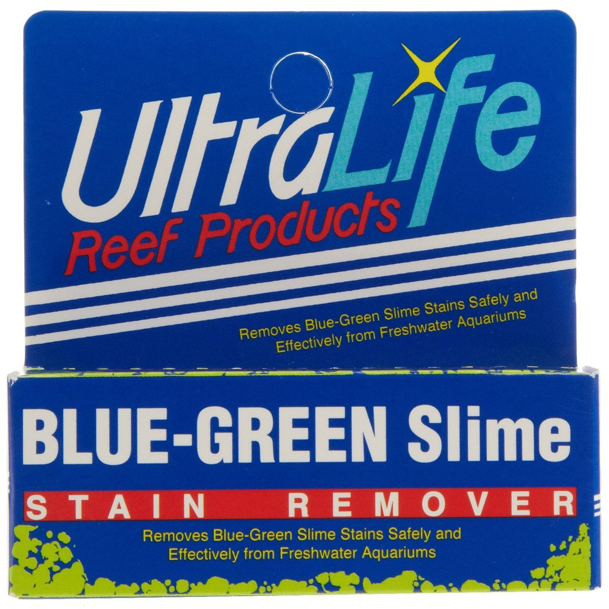 Ultralife Blue Green Slime Remover, a premium imported solution for effectively removing blue-green slime stains from aquariums. Available at Curat Cart.