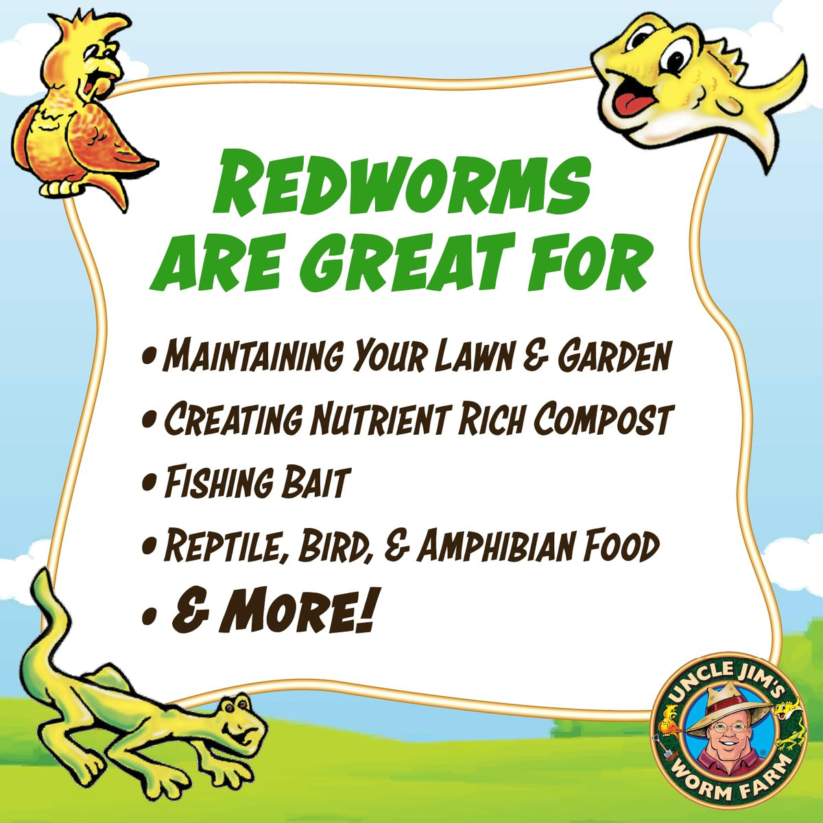Uncle Jim's Red Wiggler Worms in high-quality packaging, perfect for gardens, compost, and as fishing bait. Available at Curat Cart.