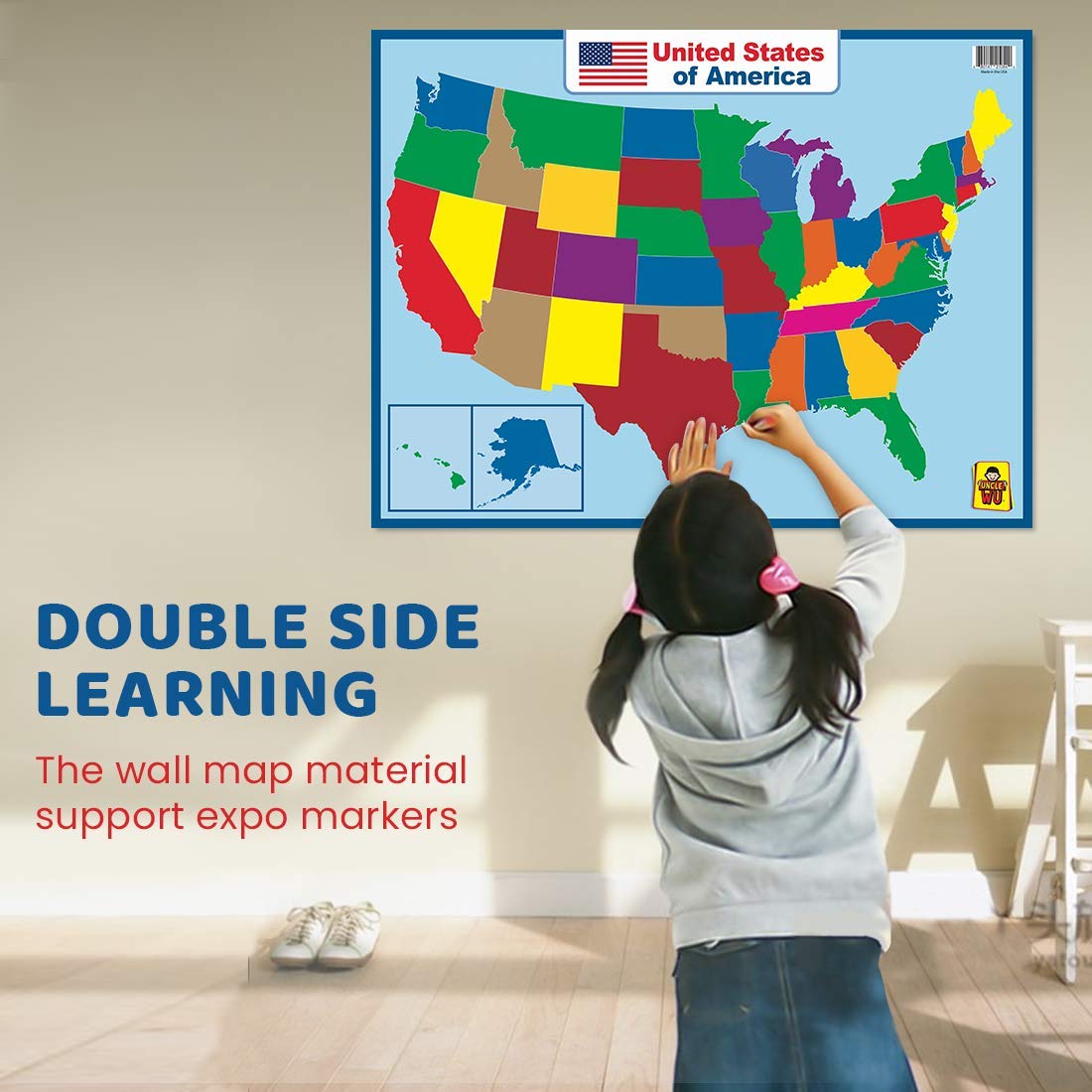 Premium imported United States Map Laminated Poster enhances learning with double-sided features. Available at Curat Cart.