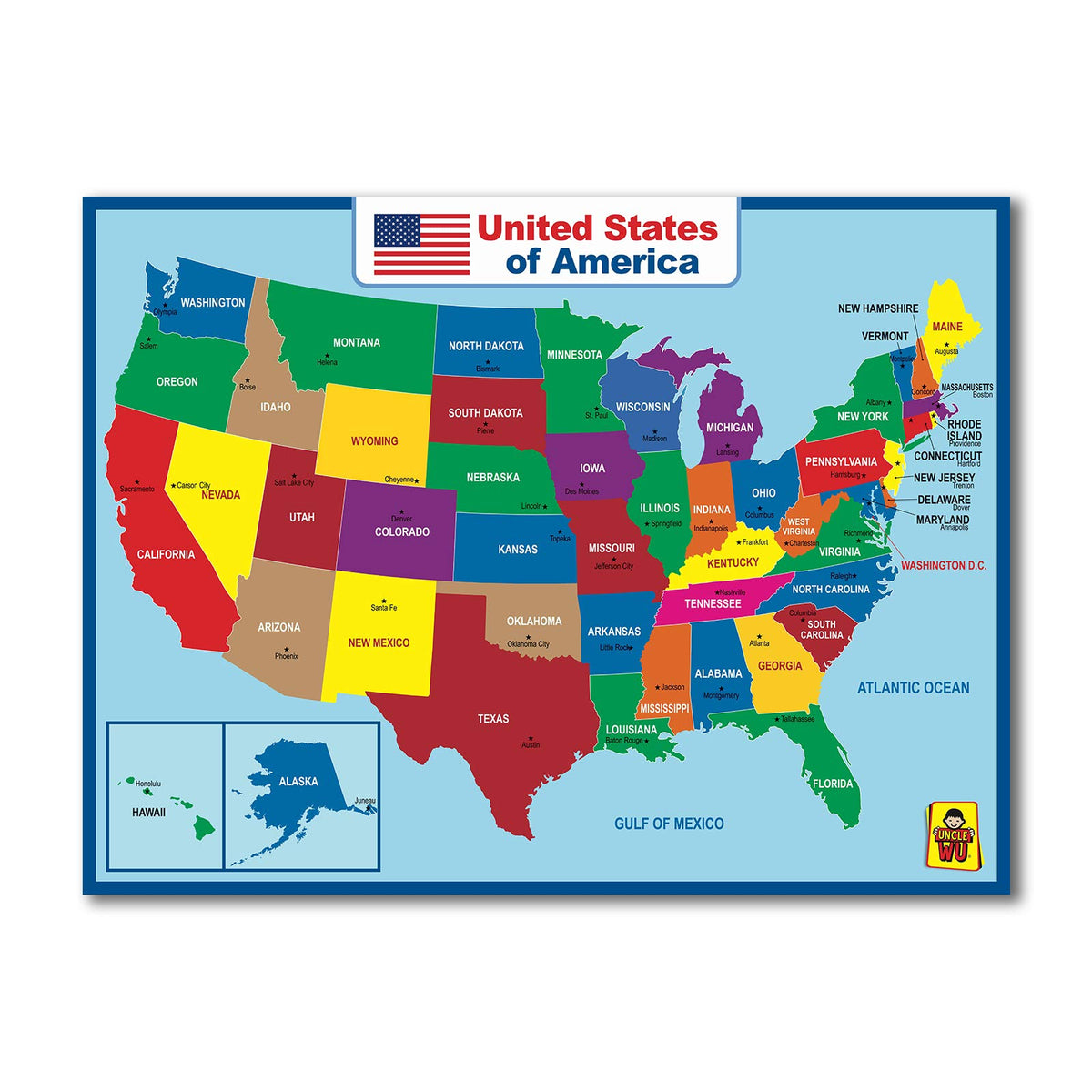 Explore the premium imported United States Map Laminated Poster, ideal for learning and decoration. Available at Curat Cart.