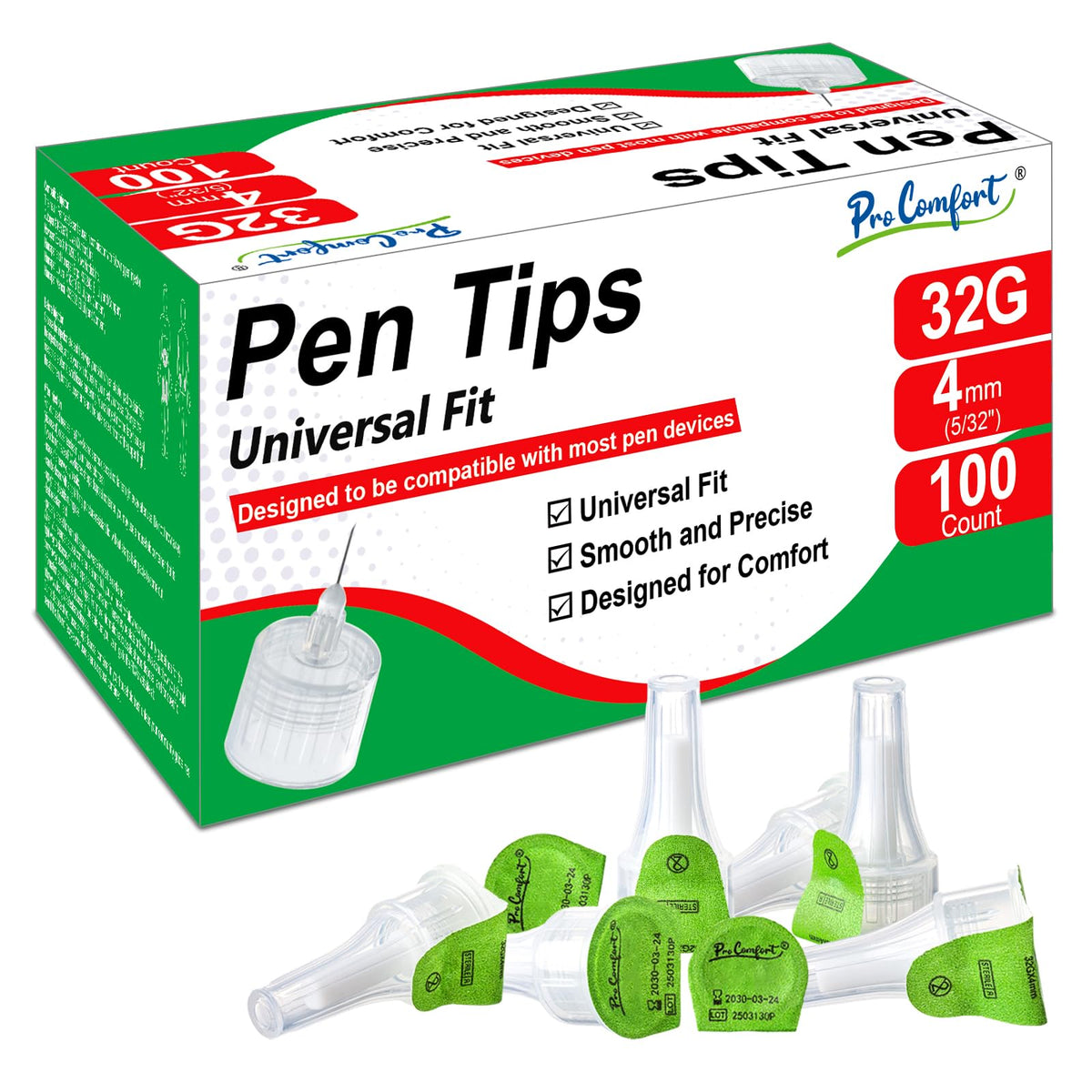 Universal Fit Pen Tips by Pro Comfort, premium import designed for smooth and precise use with most pen devices. Available at Curat Cart.