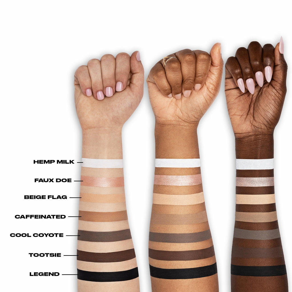 Diverse skin tones showcasing Urban Decay 24/7 Waterproof Waterline Eyeliner swatches. Available for online order.