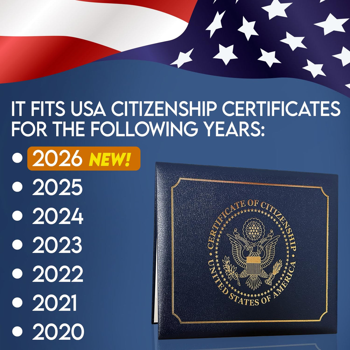 High-quality US Citizenship Certificate Holder in official packaging, fits various years. Available at Curat Cart.