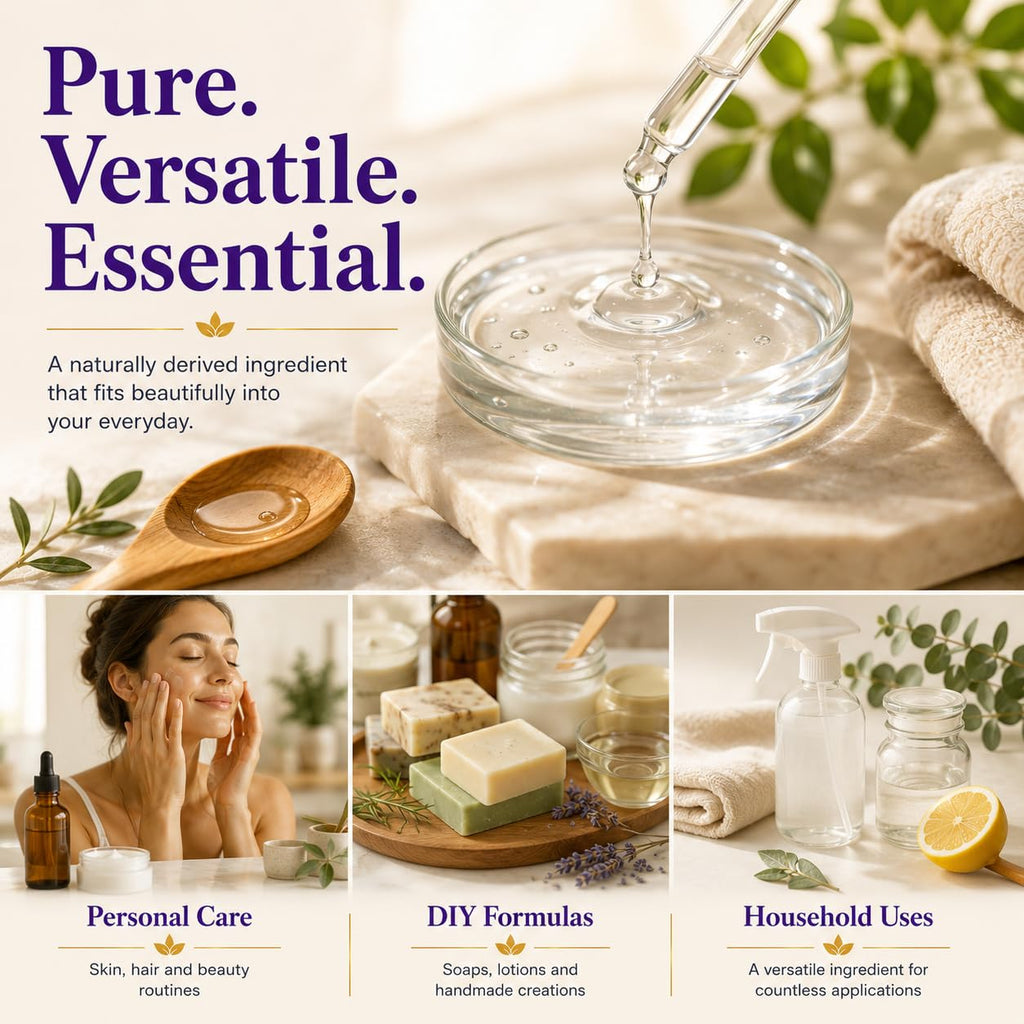US+ Vegetable Glycerin, food grade; ideal for personal care, DIY formulas, and versatile household uses.