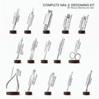Premium imported Utopia Care 15-piece manicure set includes scissors, clippers, and tweezers for complete grooming.