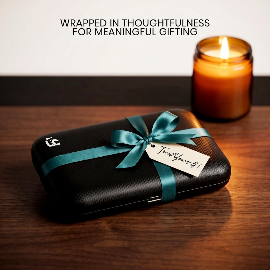 Utopia Care professional manicure set beautifully wrapped with a ribbon for thoughtful gifting. Verified by CuratCart.