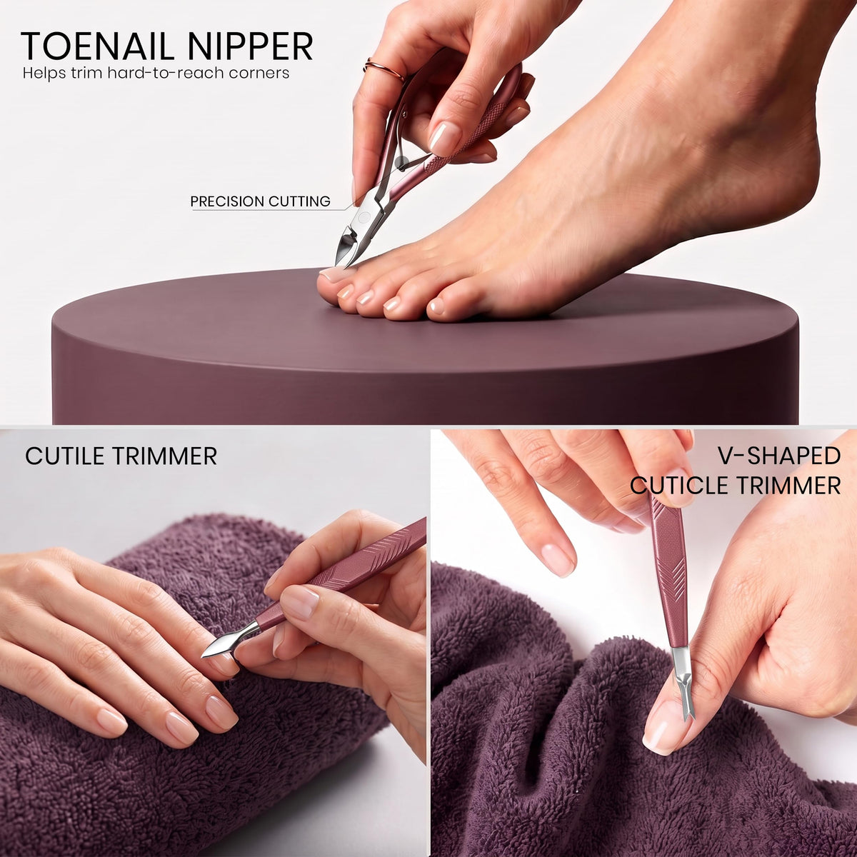 Utopia Care manicure set features toenail nipper and cuticle trimmer for precision grooming. Verified by CuratCart.