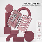 Utopia Care professional manicure set in a sleek pink case; includes stainless steel tools for precise grooming. Verified by CuratCart.