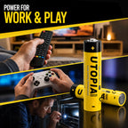 Utopia Home Alkaline AA Batteries enhance your devices for work and play. Perfect for daily use, available at Curat Cart.