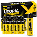 Utopia Home Alkaline AA Batteries, premium imported 20 pack, ensures long-lasting performance. Available at Curat Cart.