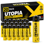 Utopia Home Alkaline AA Batteries, premium imported 20 pack, ensures long-lasting performance. Available at Curat Cart.