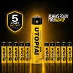 Utopia Home Alkaline AA Batteries in official packaging, ensuring reliable power backup for your devices, available at Curat Cart.