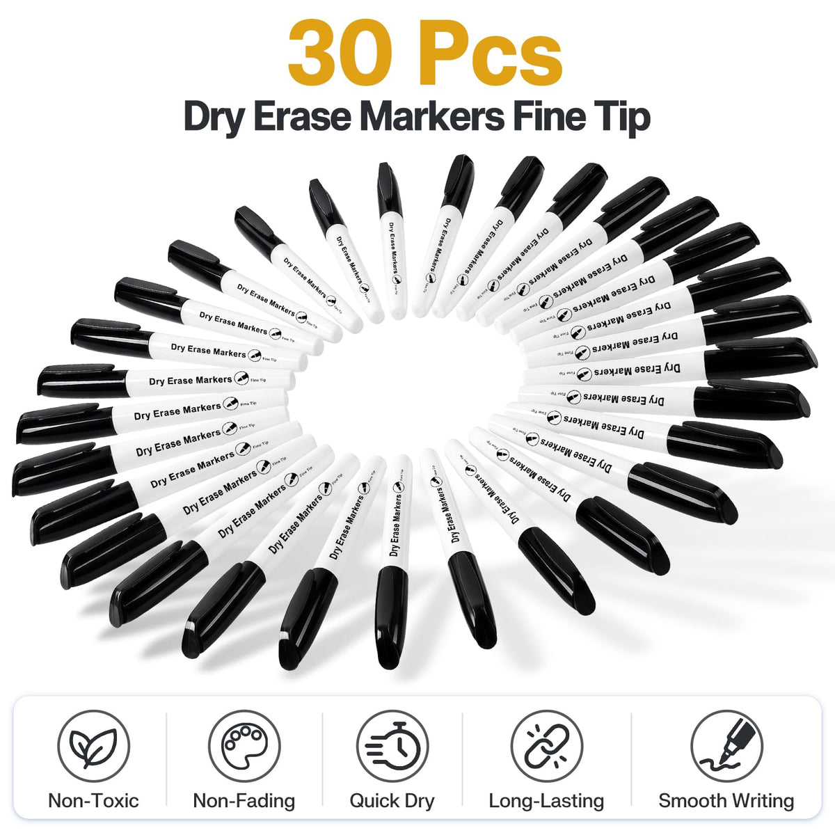 V-Opitos Fine Tip Dry Erase Markers, 30 pcs, 100% Authentic, available at Curat Cart in India. Non-toxic, quick-drying, smooth writing.