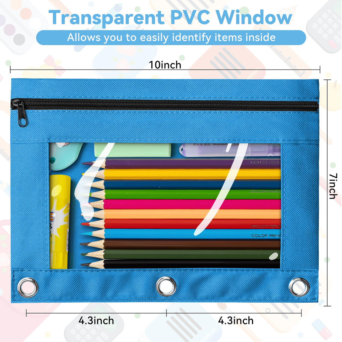 V-Opitos Pencil Pouch Bulk Pack features a transparent PVC window, perfect for daily use. Organize your stationery with Curat Cart.