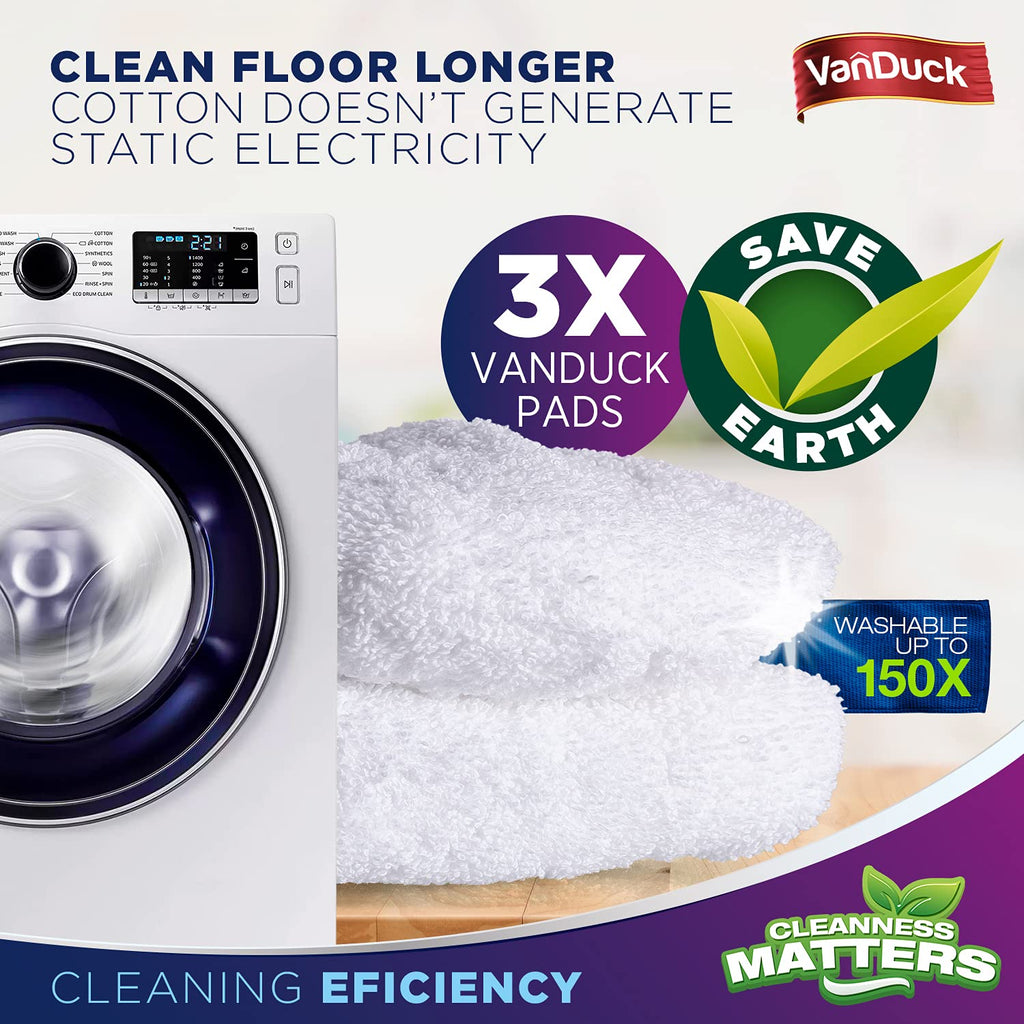 VanDuck Cotton Terry Mop Pads offer efficient cleaning without static. Perfect for daily use, available at Curat Cart.