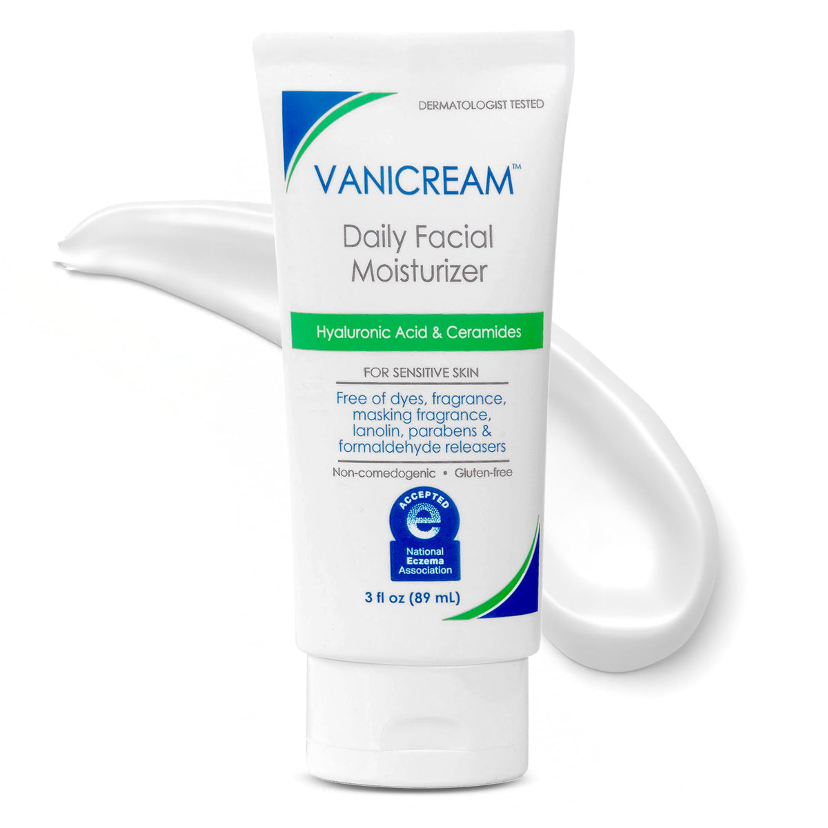 Vanicream Daily Facial Moisturizer - Front Packaging With Key Benefits | Authentic Curat Cart Stock