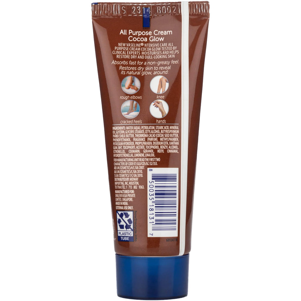 Vaseline Cocoa Glow Cream 2-Pack offers 100% authentic hydration for rough elbows and cracked heels. Available at Curat Cart.
