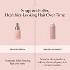 Authentic VEGAMOUR GRO Dry Shampoo bottle; absorbs oil and extends style between washes for healthier-looking hair.