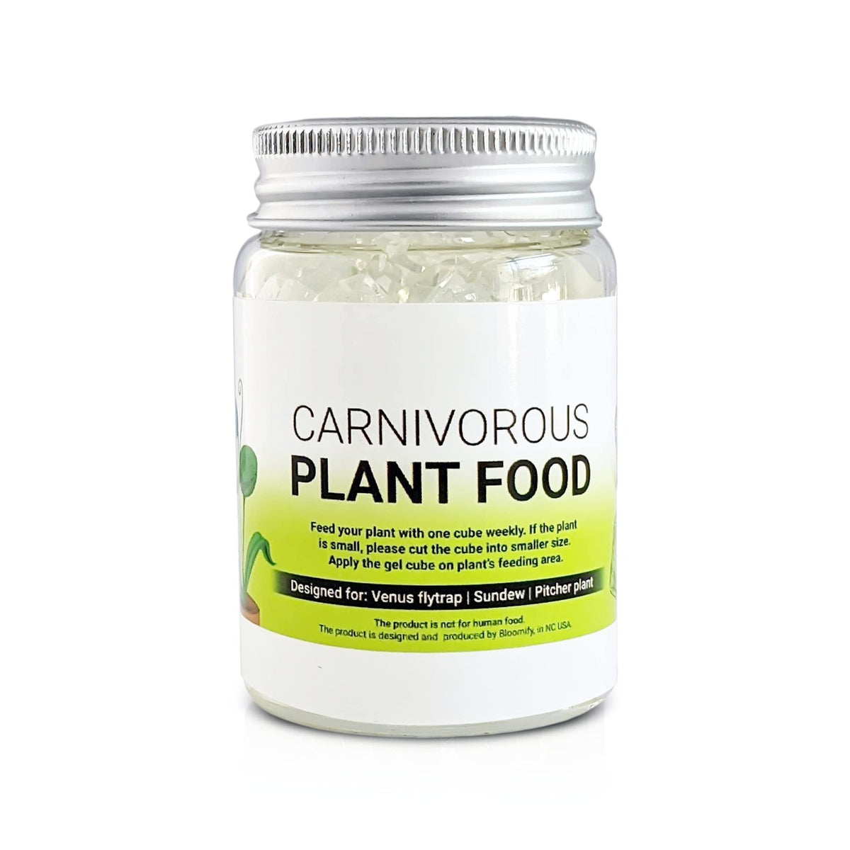Premium imported Venus Flytrap Food Solid Gel in a clear jar, designed for carnivorous plants. Available at Curat Cart.