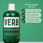VERB Density Peptide Shampoo for thinning hair helps enhance thickness and fullness. Available online for order now.