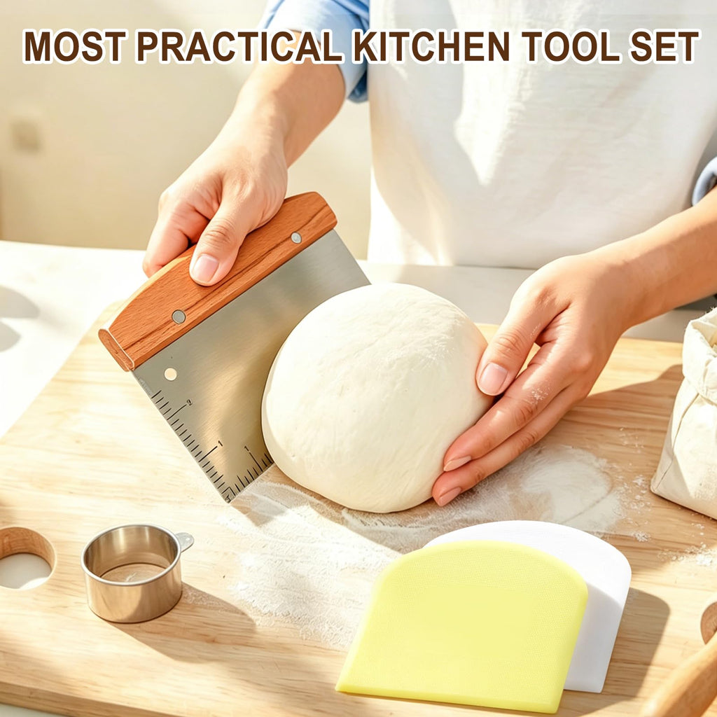 Effortlessly slice dough with the premium Bench Scraper with Wood Handle, 100% Authentic and available at Curat Cart in India.