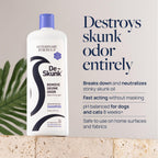 Veterinary Formula De-Skunk Shampoo effectively neutralizes skunk odor. Official packaging from Curat Cart ensures quality and safety.