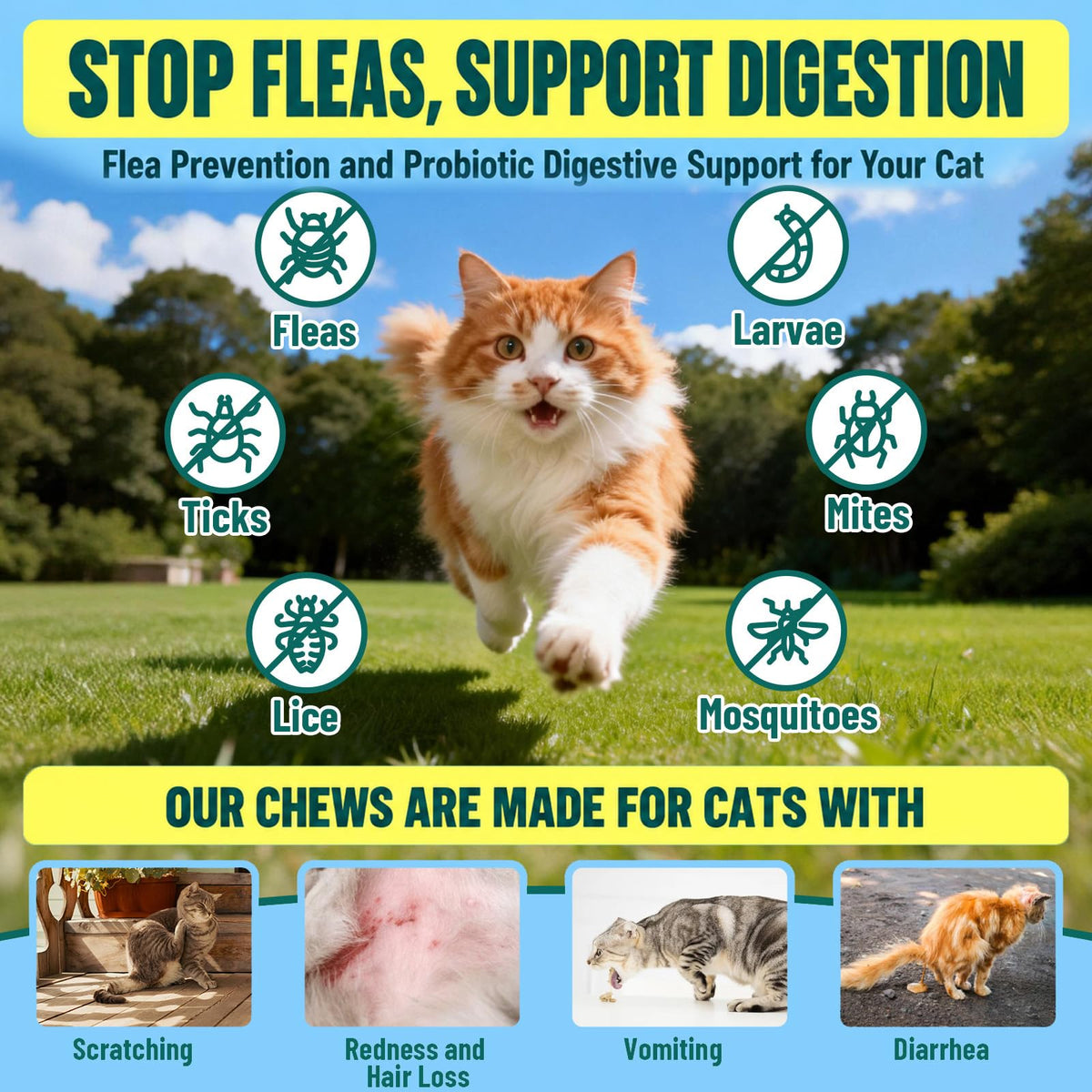 VICSOM Flea and Tick Prevention offers effective protection for your cat against fleas, ticks, and more. Available at Curat Cart, 100% Authentic.