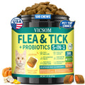 VICSOM Flea and Tick Prevention offers 5-in-1 health benefits with probiotics, a premium import available at Curat Cart. Enjoy chicken flavor.