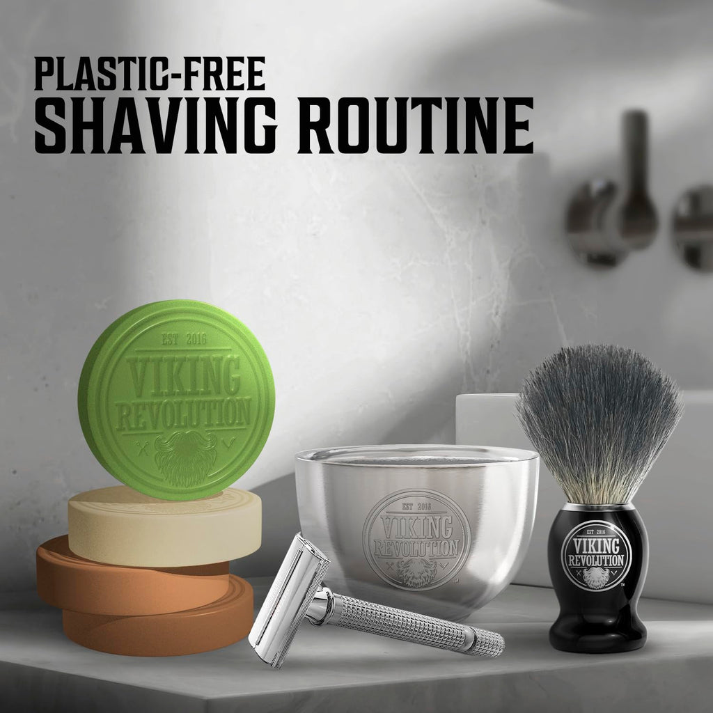 Explore the Viking Revolution Shaving Soap Variety Set, featuring natural ingredients, plastic-free, for an eco-friendly grooming experience.