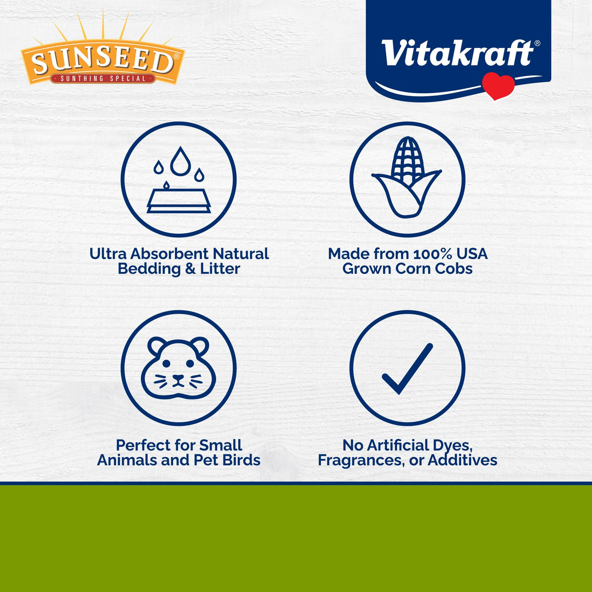 VitaKraft Natural Corn Cob Bedding, 100% Authentic, ideal for small animals and pet birds, available at Curat Cart.