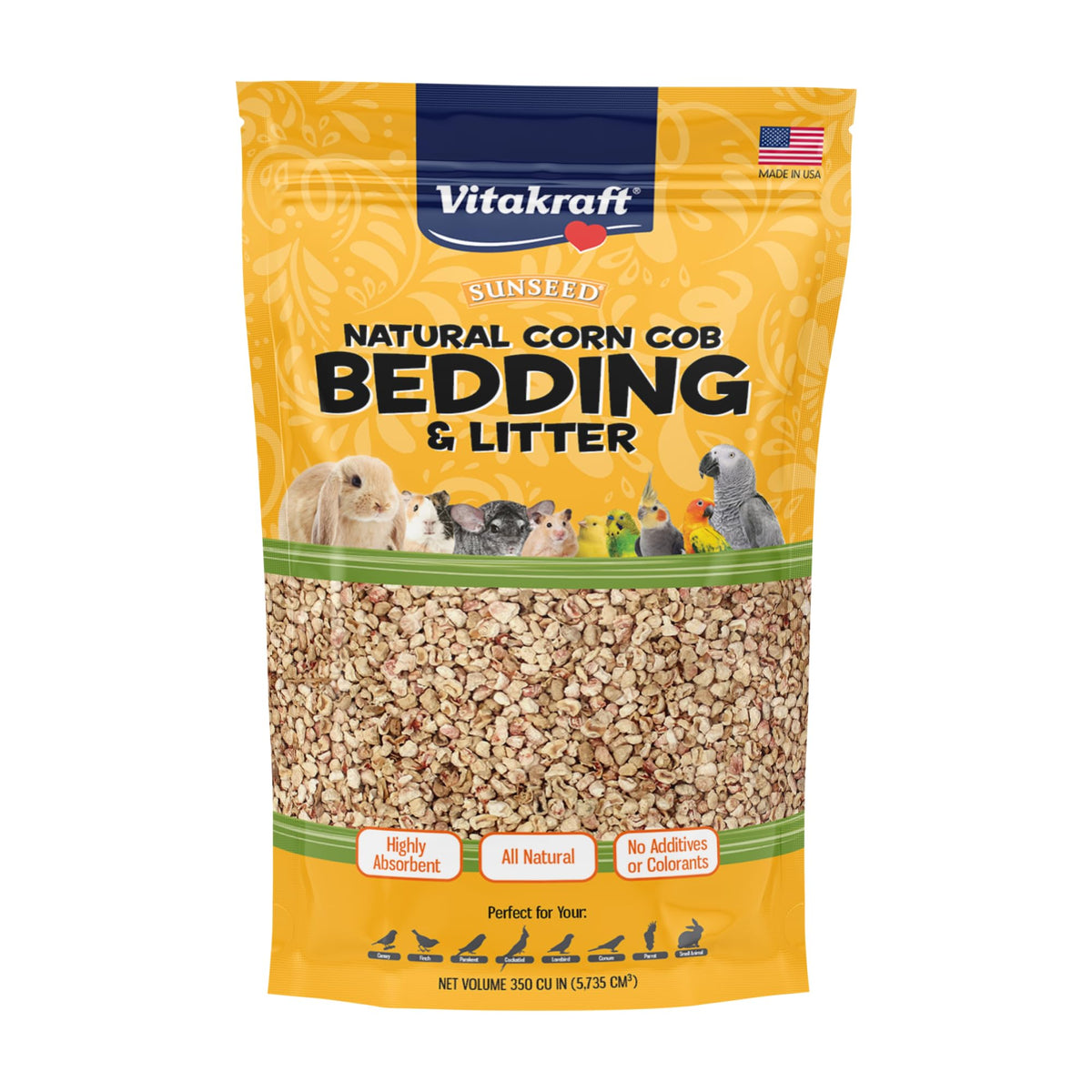 VitaKraft Natural Corn Cob Bedding offers premium imported quality for pets. Highly absorbent, all-natural, and colorant-free, available at Curat Cart.