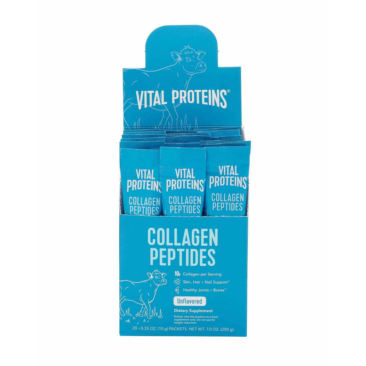 Vital Proteins Collagen Peptides in convenient packets for healthy skin, hair, and joints. 100% Authentic, available at Curat Cart.