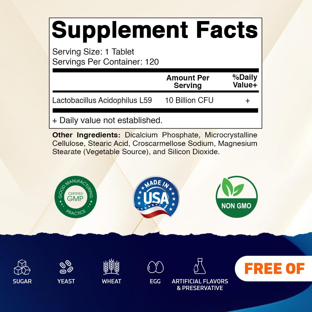 Vitamatic Acidophilus Probiotic - Back Label & Ingredients Information | Genuine Imported Product