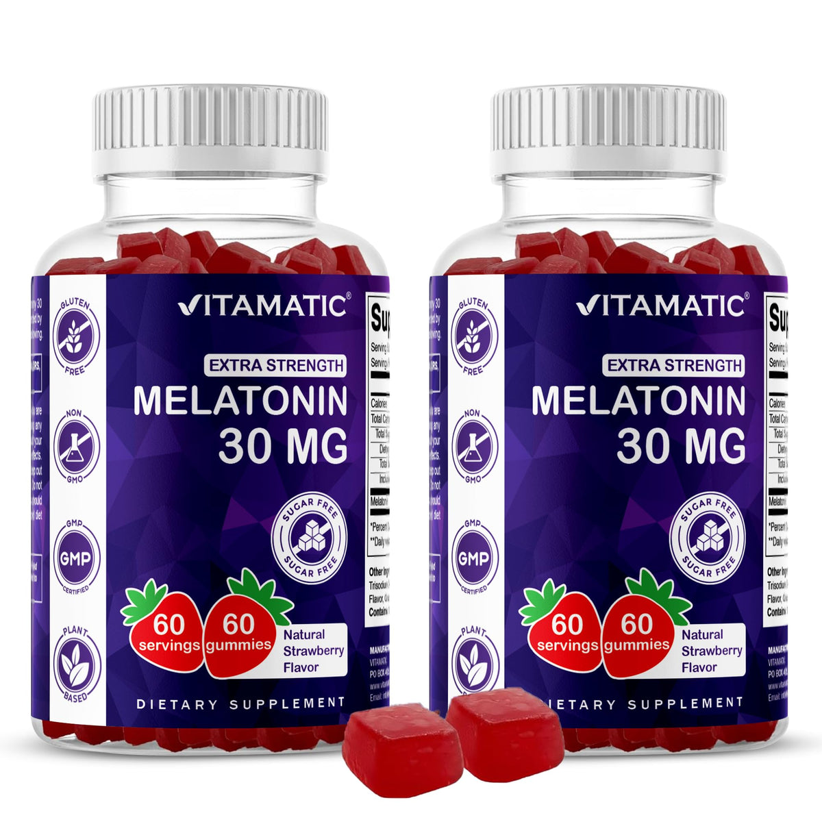 Discover Vitamatic Sugar Free Melatonin Gummies, a premium import featuring 30 MG per serving for restful sleep. Available at Curat Cart.
